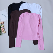 健身跑步骑行服内搭显瘦打底衫 瑜伽服长袖 女2026春新圆领紧身修身