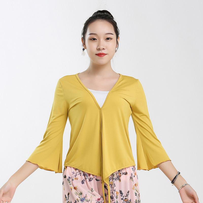 秋舞蹈服装练功服女莫代尔上衣古典舞形体训练服装女肚皮舞套装