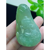 满绿宝宝佛牌吊坠 手工精雕 缅甸天然A货玉石翡翠 老坑冰种