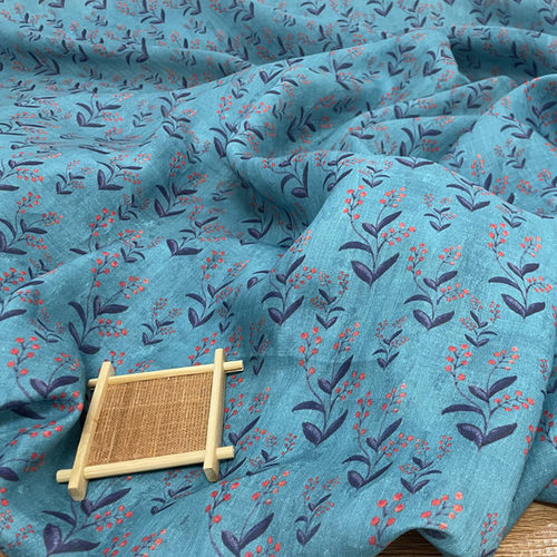 面料纯苎麻数码印花连衣裙布