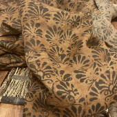 布久以逅苎麻复古染底印花面料轻薄透气宽松套头衫 左岸 休闲布料