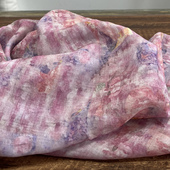 水袖 布久以逅田园粉色水彩苎麻布料棉麻服装 设计师旗袍汉服面料