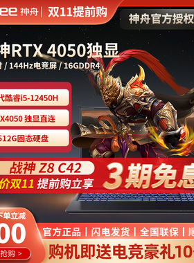 Hasee/神舟 战神游戏本 Z8D92 RTX4060 8G独显Z8D95/ 游戏本电脑
