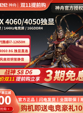 Hasee/神舟 战神S8 i7-12650H/RTX4060/S8D6/S8D92/ 笔记本游戏本