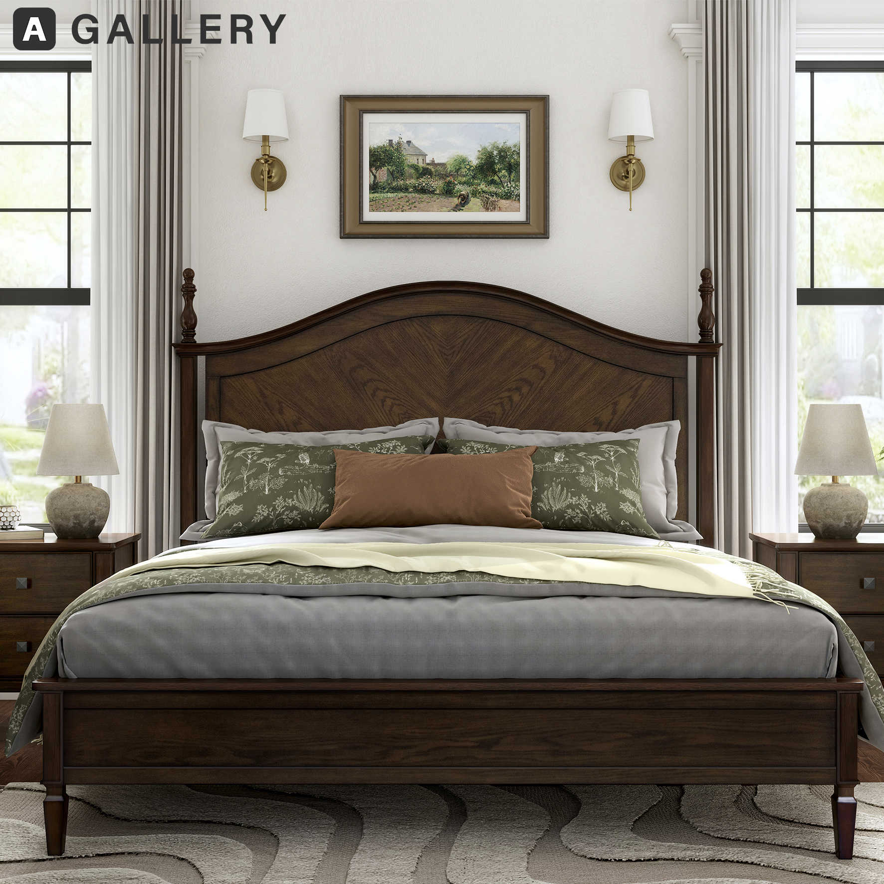 复古风休闲美式实木双人床轻法床