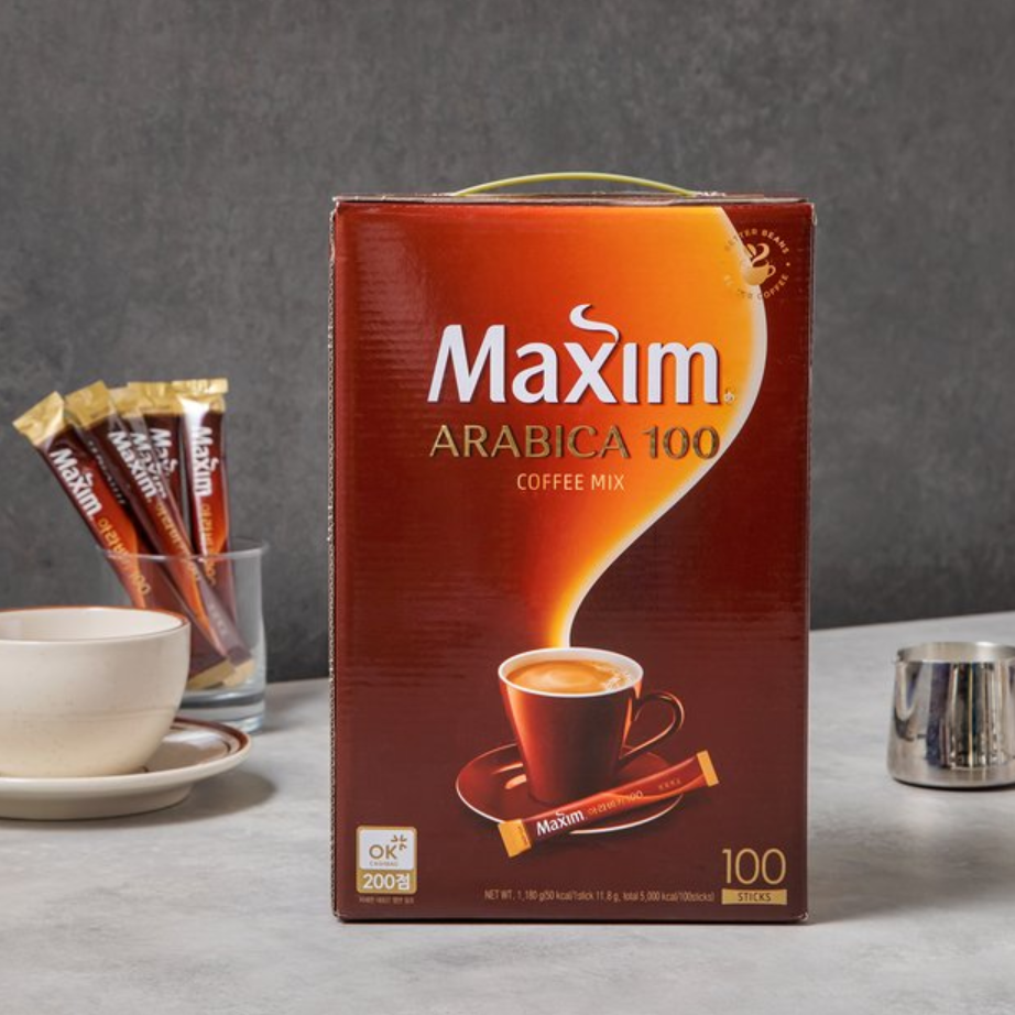 韩国Maxim麦馨阿拉比卡三合一速溶咖啡阿拉伯黑咖啡咖啡粉礼盒装