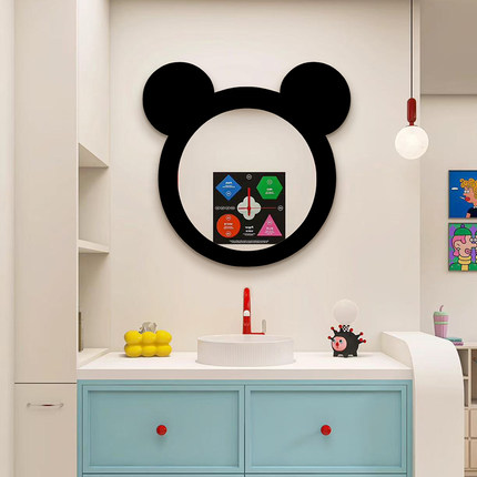 卡通小熊化妆镜ins风网红店打卡装饰镜家用奶油风智能led卫浴镜子