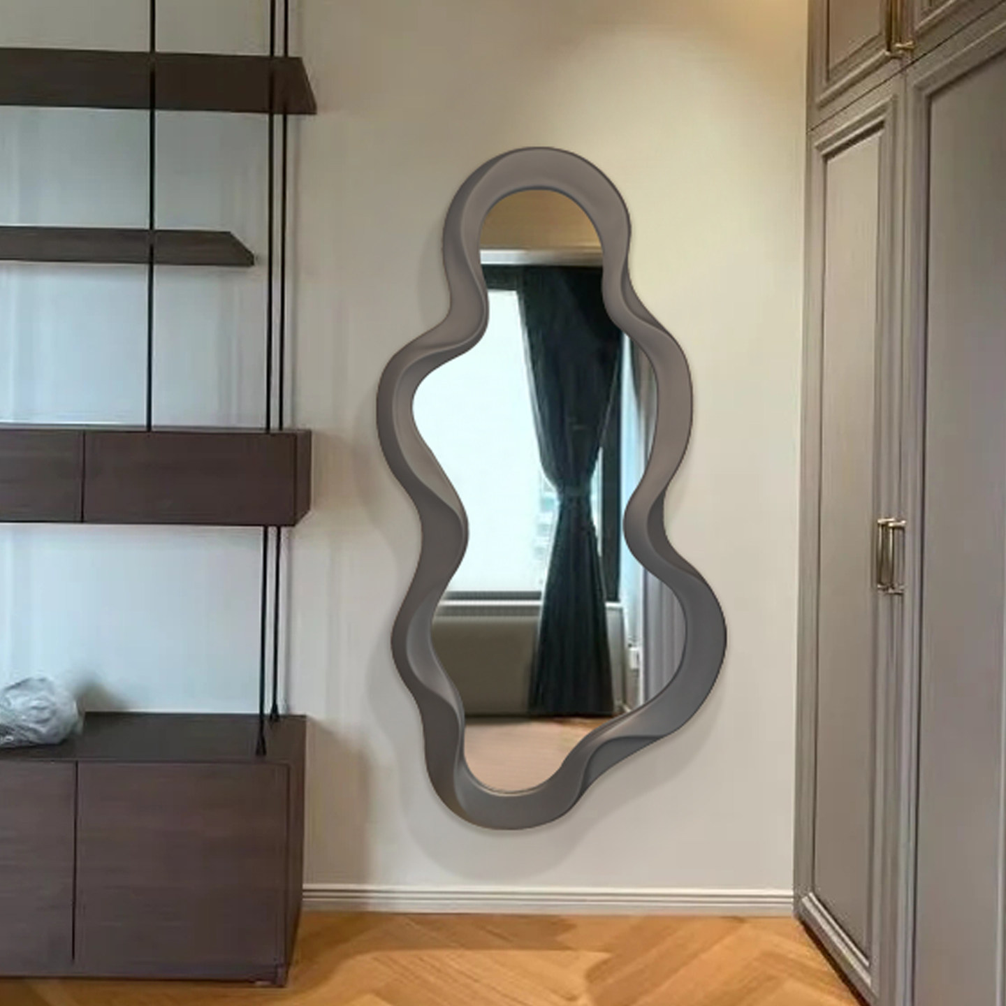造型穿衣镜不规则艺术壁挂全身镜法式家用咖啡店墙面装饰镜异形款