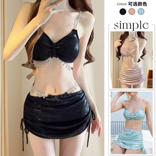 度假泳装 2024新款 泳衣女比基尼性感分体三件套纯欲风感夏季