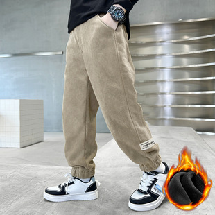 儿童加绒卫裤冬装男童裤子一体绒2025秋冬季男宝长裤灯芯绒裤童装