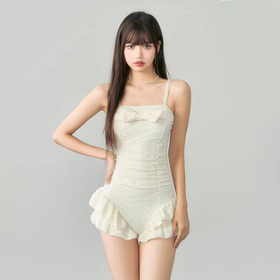 泳衣女款 显瘦性感纯欲风度假泡温泉泳衣 连体吊带纯色甜美修身