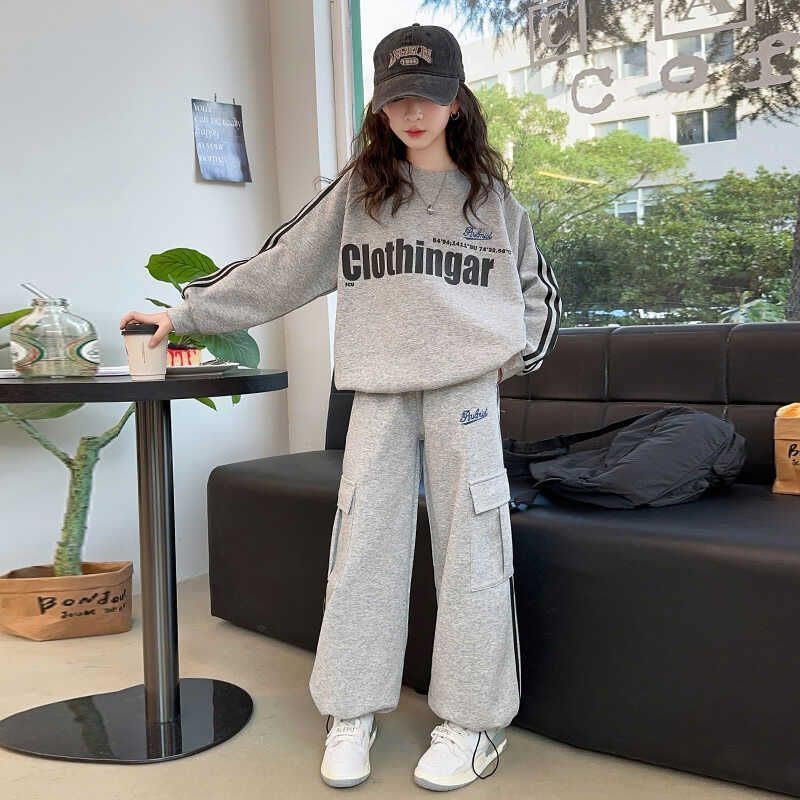 中大童女童春秋运动套装字母印花上衣条纹工装裤休闲卫衣裤,童装/婴儿装/亲子装,儿童运动套装,淘宝优惠券,粉丝福利购,淘宝优惠卷