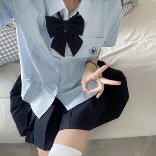 原创日系学院风白色衬衣jk制服套装 夏季 女短袖 小岚中刺绣jk衬衫