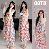 法式 新款 民族风碎花复古吊带裙 冰丝开衫 孕妇装 两件套装 2025夏季