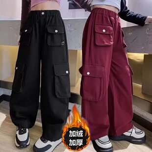 裤 宽松裤 秋季 加绒大童洋气韩版 子儿童春秋 2024新款 女童工装
