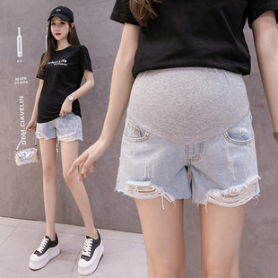 2025夏季 辣妈托腹裤 新款 外穿透气百搭时尚 薄款 孕妇牛仔短裤