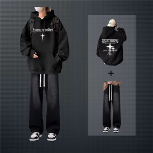 春秋13青少年假连帽卫衣套装 12男孩14初中学生帅气15大童宽松