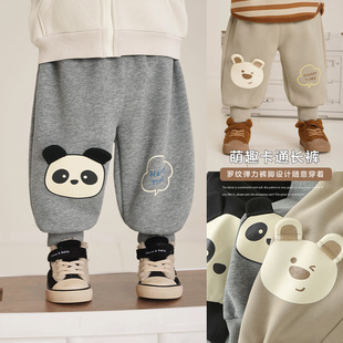 春秋儿童女童宝宝童装 咔咔熊猫婴儿衣服男童运动长裤 子秋装