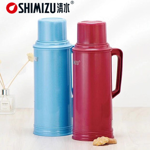 清水家用热水瓶2L塑料壳木头塞老式玻璃保温暖瓶学生宿舍用批发