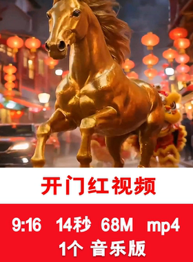 红色喜庆马年开门红开工大吉竖版海报动态视频开工大吉背景视频