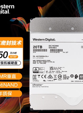 WD/西部数据WUH722020BLE6L4 20T 企业级氦气NAS 3.5硬盘 HC560