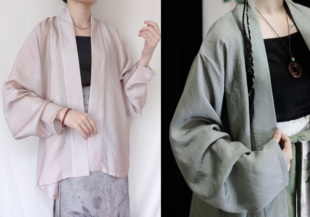 短衫 原创宋制两片裙旋裙醋酸飞机袖 日常汉服春秋 青叶 裳裳者华