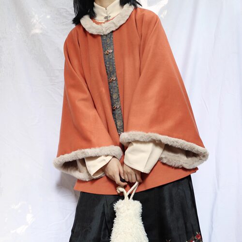 昭君袄明制披袄裳裳者华毛呢汉服