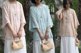 裳裳者华 纳凉 日常春夏秋明制汉服天丝提花多色方领半袖短衫