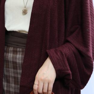 裳裳者华 午后奶糖 宋制对襟针织飞机袖日常春秋冬汉服格纹两片裙