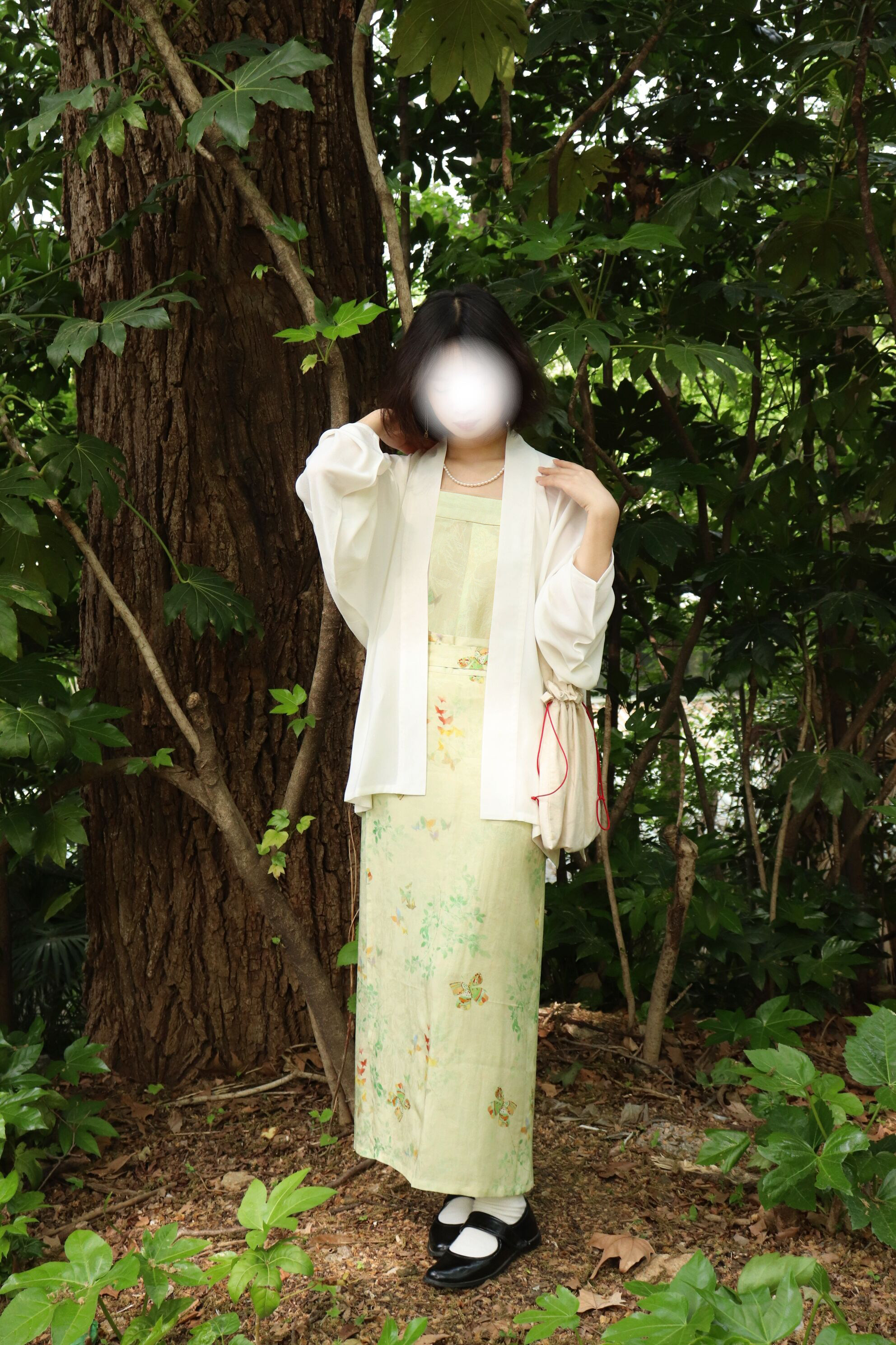 SHANG SHANG ZHE HUA DIE 원래 송나라 스트레이트 칼라 더블 브레스트 비행기 소매 짧은 셔츠 투피스 스커트 나선형 스커트 일일 HANFU