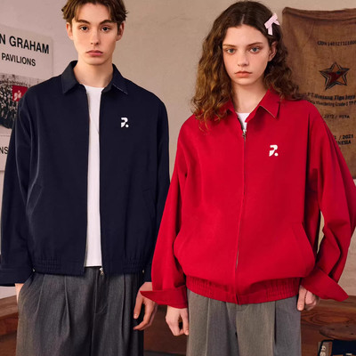 RASS休闲百搭翻领衬衫夹克 情侣款美式宽松复古休闲潮牌拉链外套