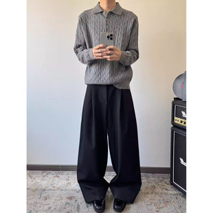 New Decay 25FW 同款扭花纽扣polo领套头针织毛衣休闲上衣男女