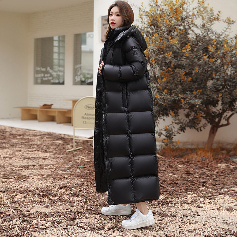 爱丹蒙95白鸭绒黑金羽绒服女2025年新款过膝超长款冬季加厚外套
