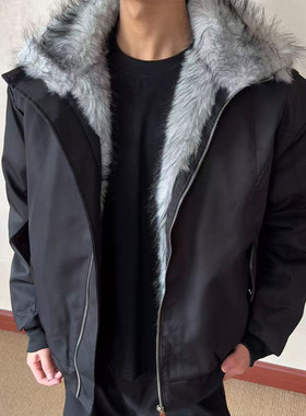 布老哥Blog美式解构狼王毛领座山雕棉服冬季短宽绗棉夹克棉衣W591