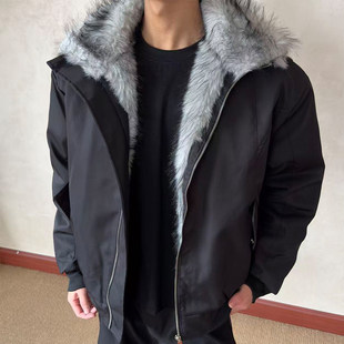 布老哥Blog美式解构狼王毛领座山雕棉服冬季短宽绗棉夹克棉衣W591