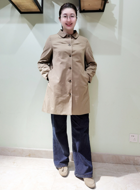 韫YUN女装2024秋季新品翻领单排扣长袖简约中长款女风衣外套 3338