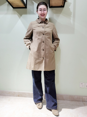 YUN韫翻领中长款简约卡其女风衣