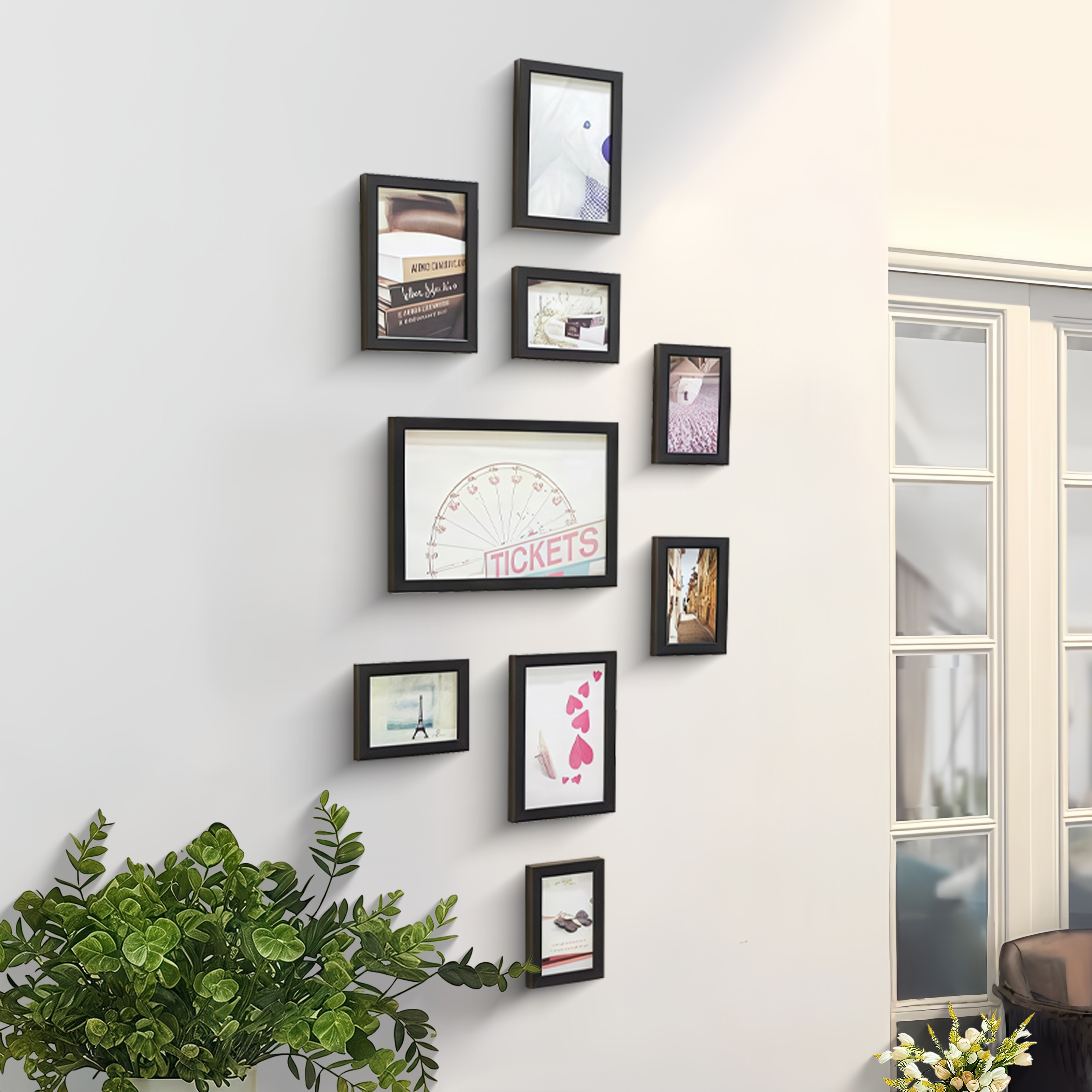 影楼创意竖形玄关餐厅组合照片墙