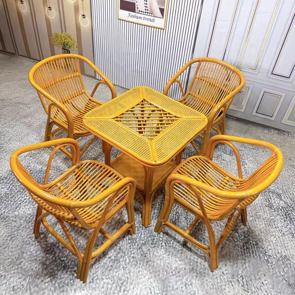 天然真藤家用户外桌椅三件套茶几组合阳台休闲椅咖啡靠背椅藤椅子