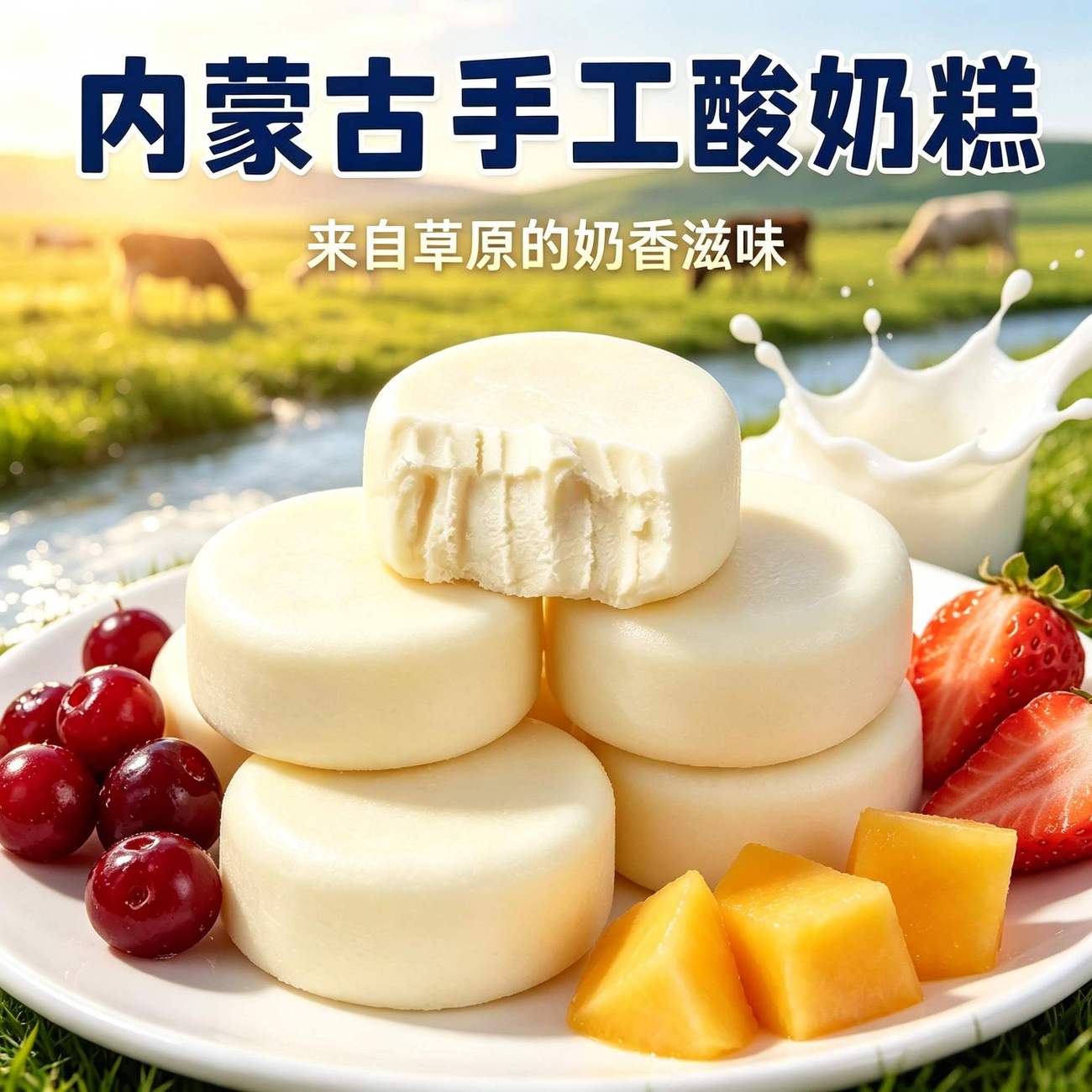 超值8大块】内蒙古酸奶糕糯叽叽嚼着吃的酸奶果粒奶酪糕儿童零食
