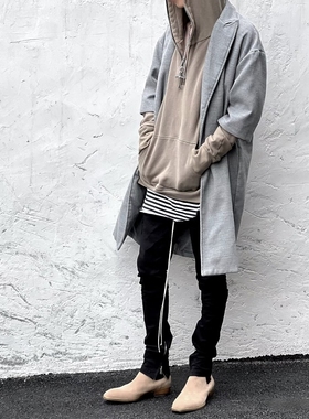 明亮叔出品3rd长袖黑白条纹打底衫领口毛边叠穿高街风宽松潮流T恤