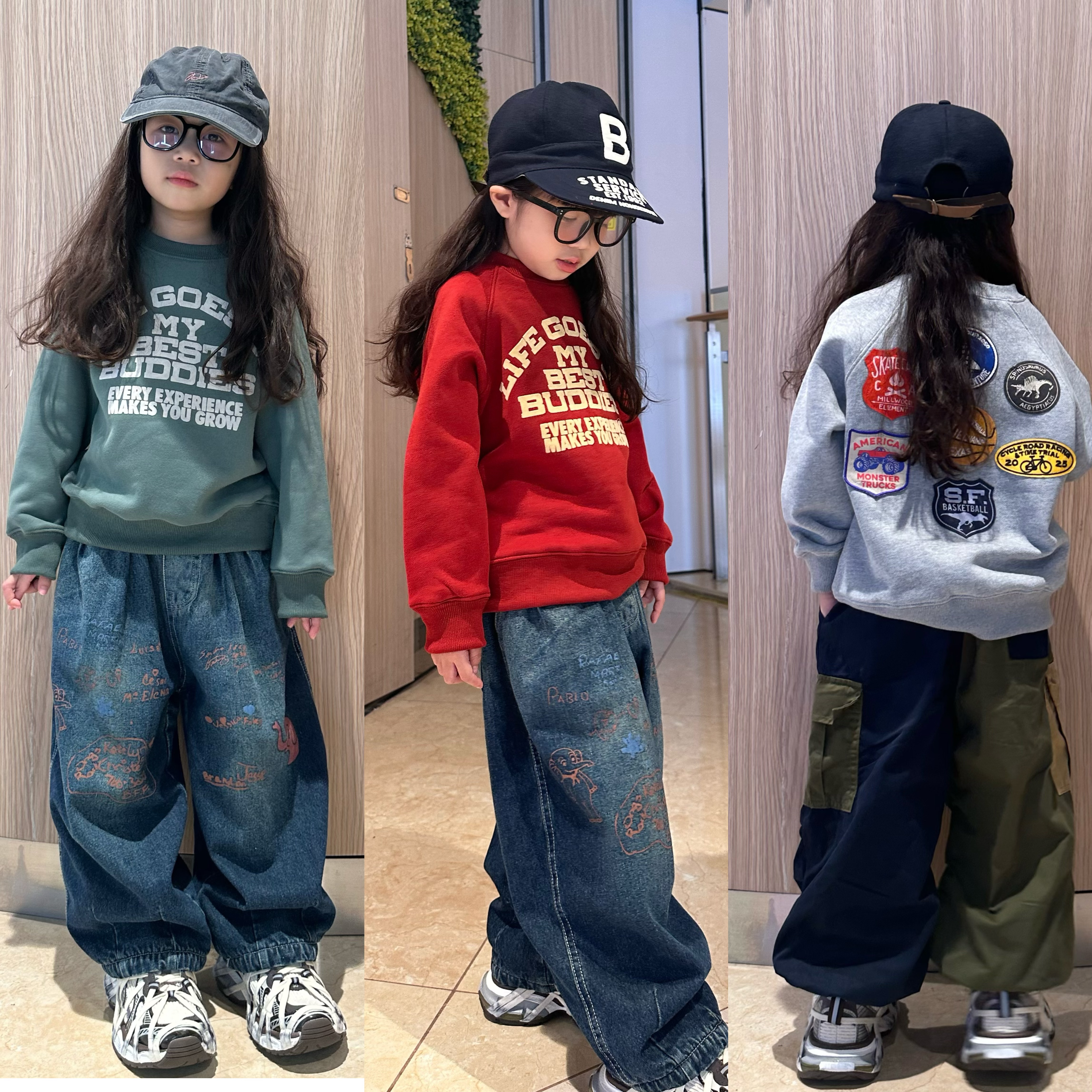 秋冬款日系儿童后背刺绣卫衣