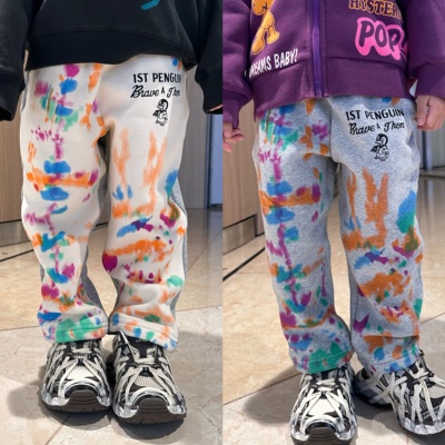 闲闲家秋冬款涂鸦加绒休闲卫裤