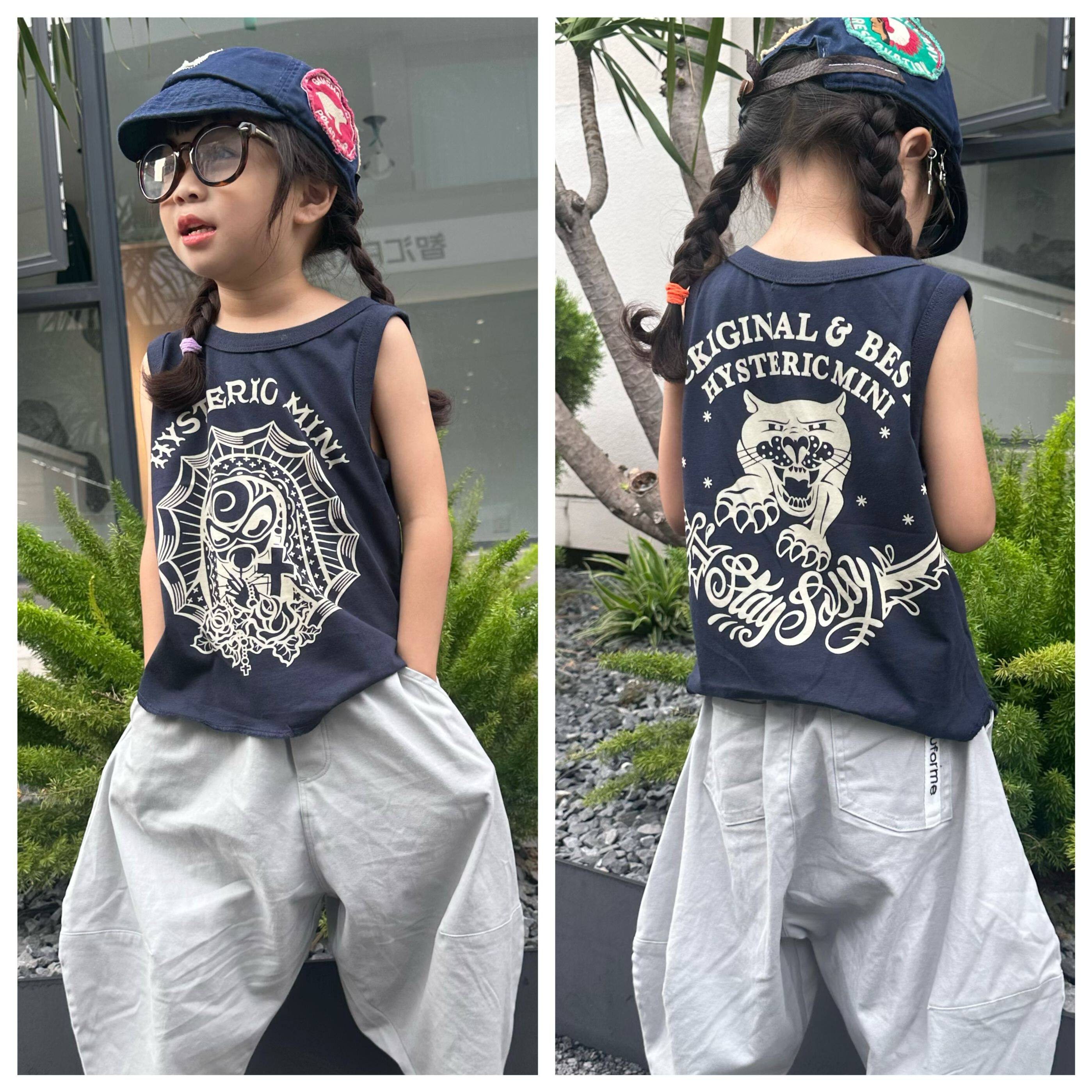 黑超奶嘴童装日系男女童宝宝卡通圣母印花背心儿童夏季无袖上衣