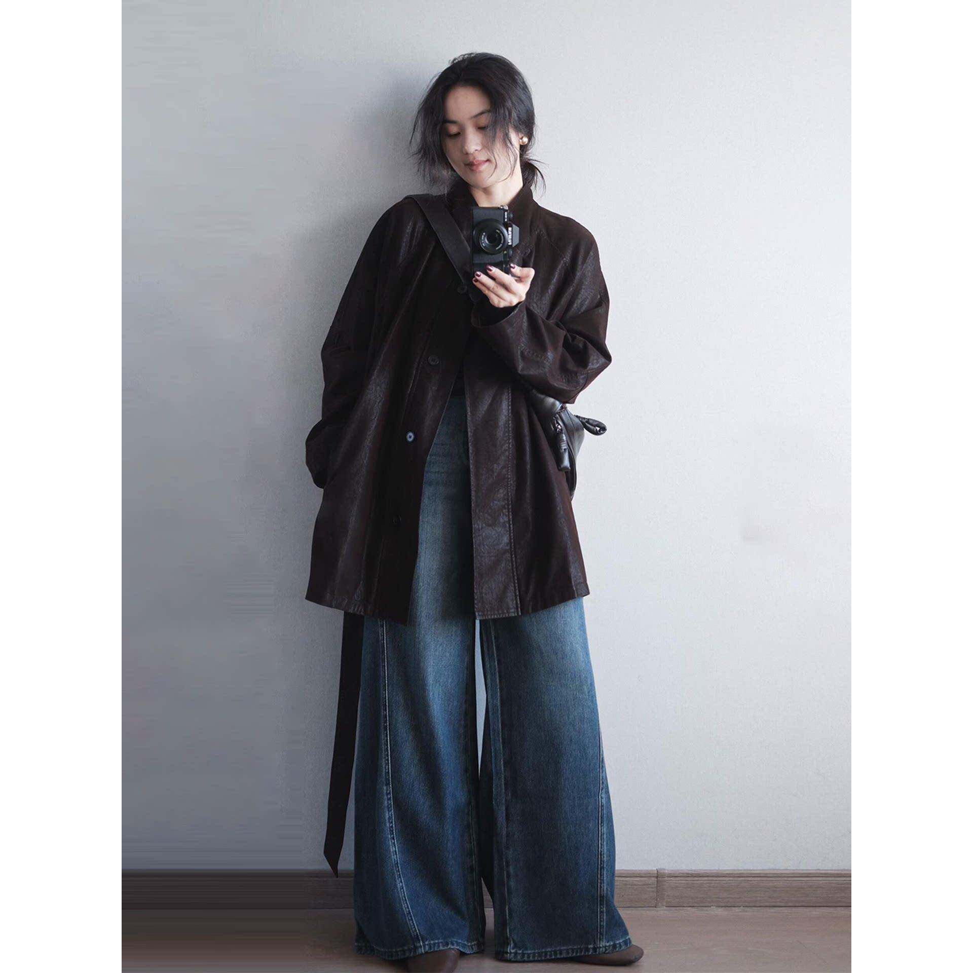 高充绒量巨好看的2025冬季新款白鸭绒皮衣羽绒服女中长款版型好看