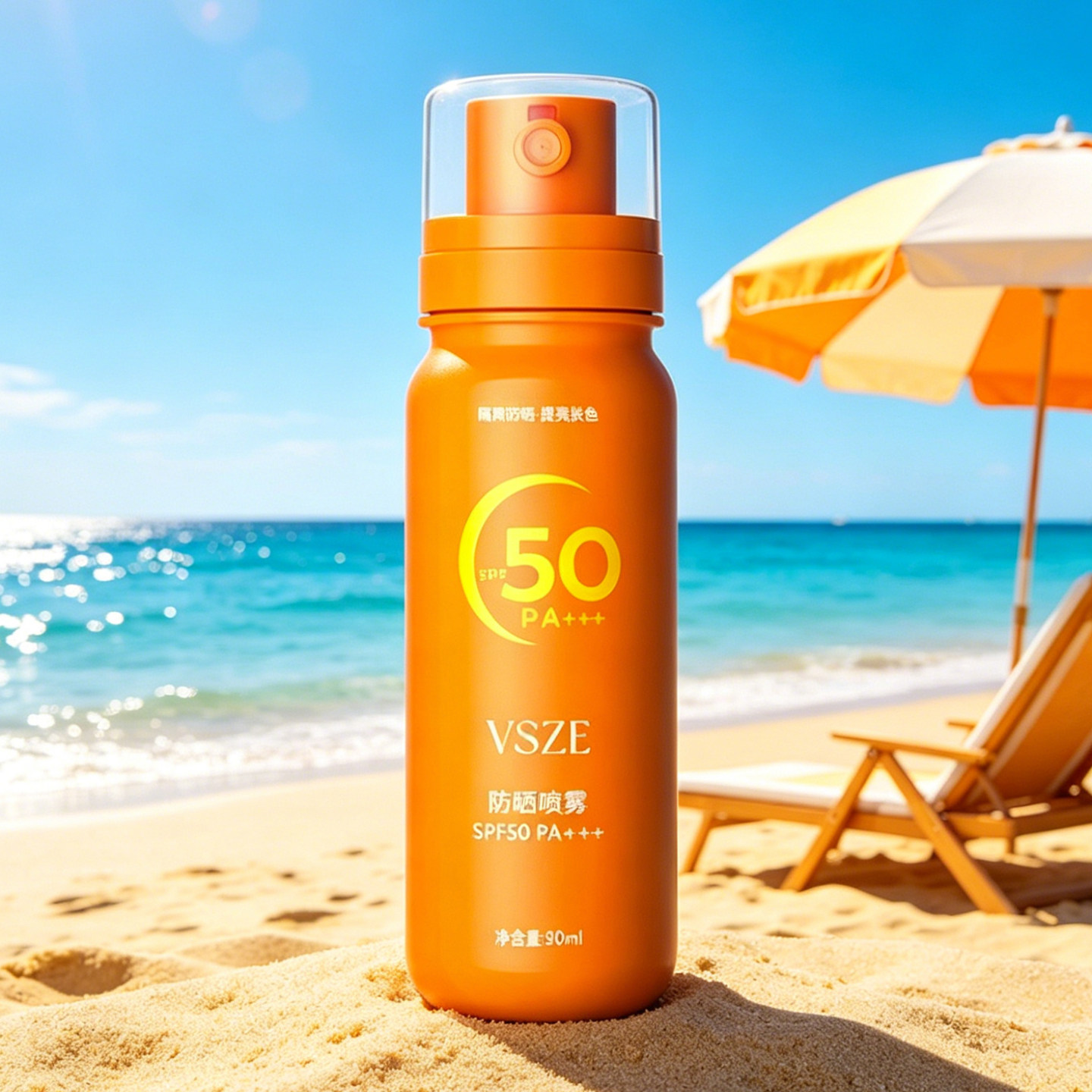 VSZE美白防晒喷雾橙色高倍防护全身可用清爽不粘腻SPF50高倍防晒图片