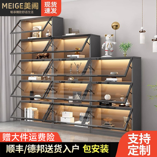 自由组合格子书柜带玻璃门轻奢高档现代防尘展示定制整墙客厅书架