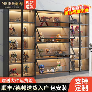 定制书柜带玻璃门整墙防尘书架轻奢手办乐高模型展示陈列家用客厅