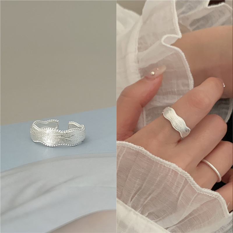 小众设计师款蕾丝边戒指S925银