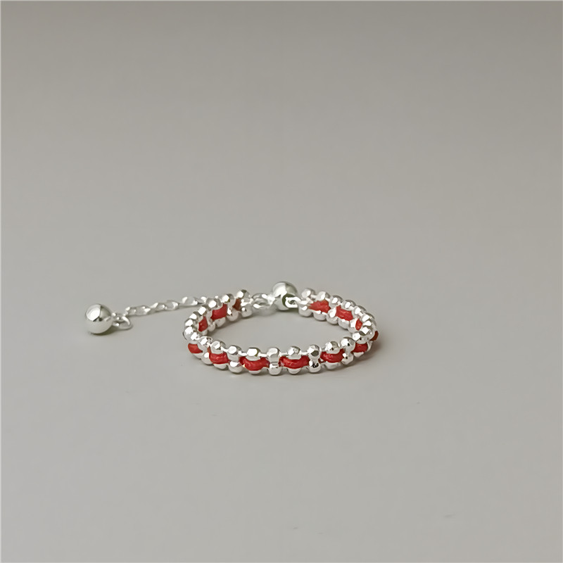 梵灵编织红线银珠新中式戒指女